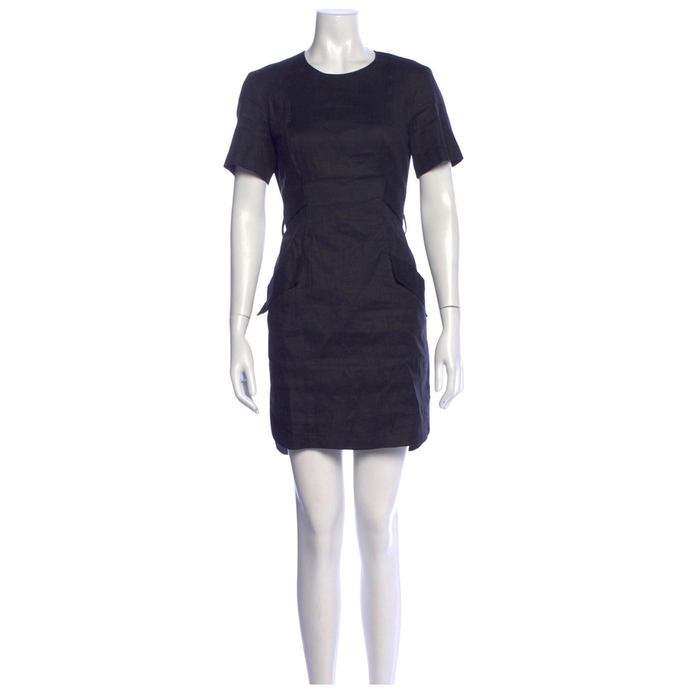 A.L.C. Black Linen Blend Utility Mini Dress Size 2